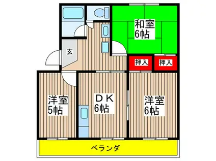 第一村田ロイヤルハイツ(3DK/4階)の間取り写真