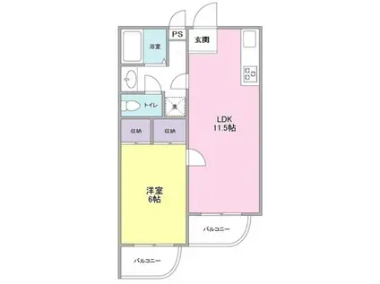 サンライズ松本 6(1LDK/1階)の間取り写真