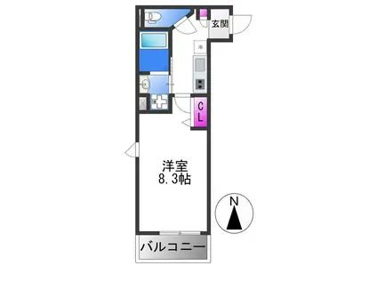 サンセリテ南巽(1K/3階)の間取り写真