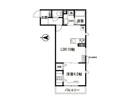 プリエ新川崎(1LDK/3階)の間取り写真
