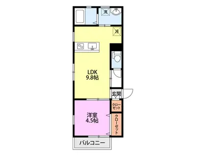 LEAP白山通(1LDK/2階)の間取り写真