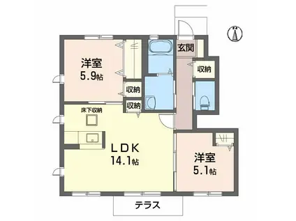 SIN嶋山-II(2LDK/1階)の間取り写真