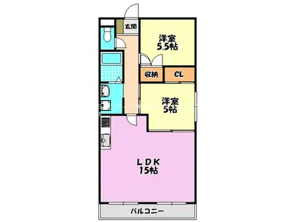 グミヒルズ(2LDK/4階)の間取り写真