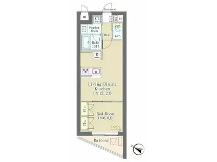 バルム下馬(1LDK/1階)の間取り写真