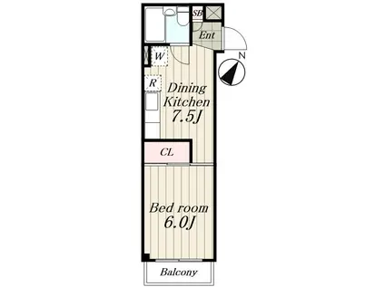 クレドール千川(1DK/4階)の間取り写真