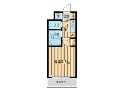 ザ・パーククロス市ヶ谷(1K/1階)の間取り写真