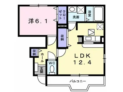 ベルさくらB棟(1LDK/1階)の間取り写真