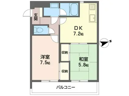 フラワーマンション(2DK/2階)の間取り写真