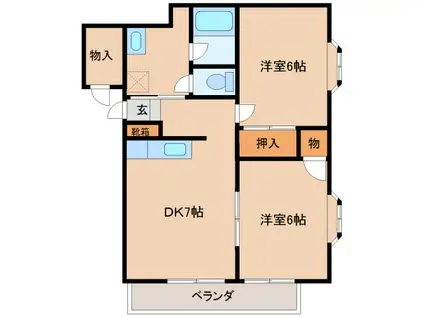 エクセル赤堀(2DK/1階)の間取り写真