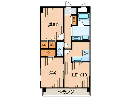 グランエスポワール上が原(2LDK/2階)の間取り写真