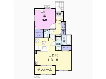 ルースト(1LDK/1階)の間取り写真