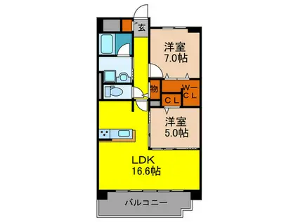 KABESA千里中央(2LDK/4階)の間取り写真
