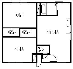 グリーンハイツ豊岡(2DK/1階)の間取り写真