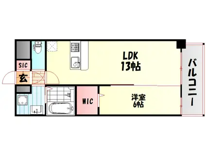 プレサンス新町ウィズ ジョイ(1LDK/15階)の間取り写真
