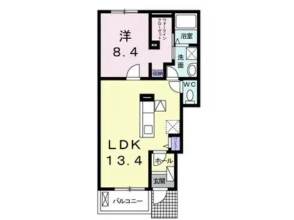 ラヴィアンローズA(1LDK/1階)の間取り写真