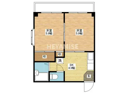 BEN匠6番館(2DK/1階)の間取り写真