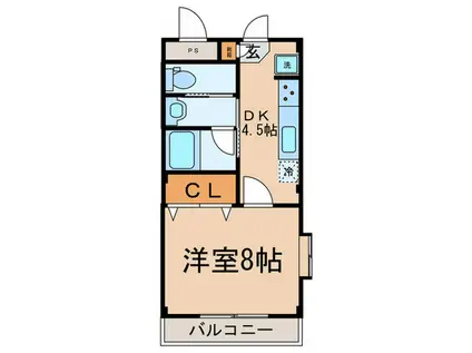 ヴィヴィエンダ ハナ(1DK/2階)の間取り写真