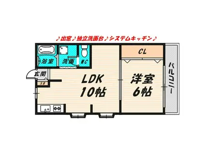 ミライハイム1(2DK/2階)の間取り写真