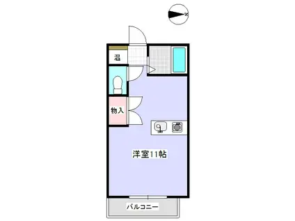 第一コーポ上田原D棟(ワンルーム/2階)の間取り写真