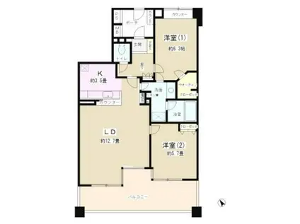 グライユール横浜(2LDK/5階)の間取り写真