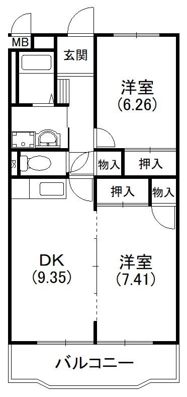 イーストライム(2LDK/4階)の間取り写真