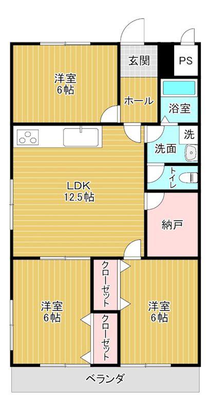 トミケンビル(3LDK/3階)の間取り写真