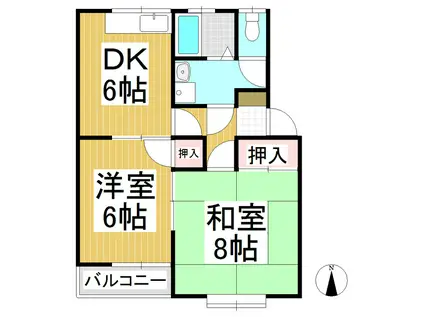 フラワーコーポA・B(2DK/2階)の間取り写真