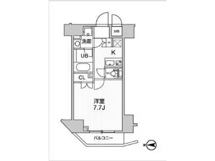 グランド神楽坂(1K/2階)の間取り写真