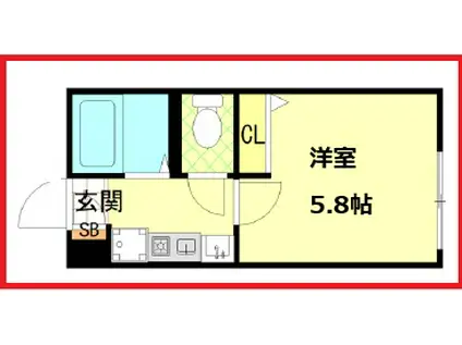 ルココン平井(1K/2階)の間取り写真