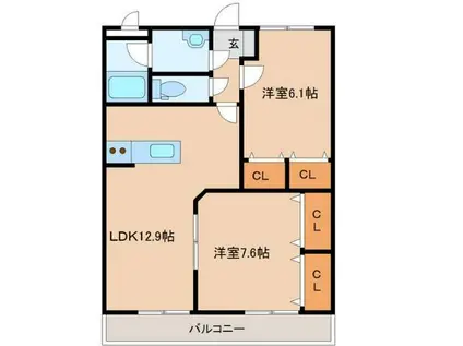 ERMスクウェアガーデン東館(2LDK/3階)の間取り写真