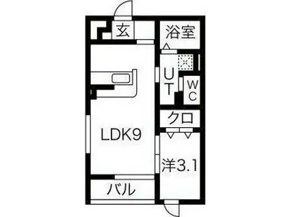 サン・ヴィレッジ(1LDK/2階)の間取り写真