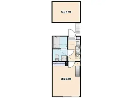 メゾン・ド・デタント(1K/2階)の間取り写真