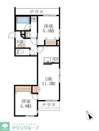 生田1丁目メゾン(2LDK/1階)の間取り写真