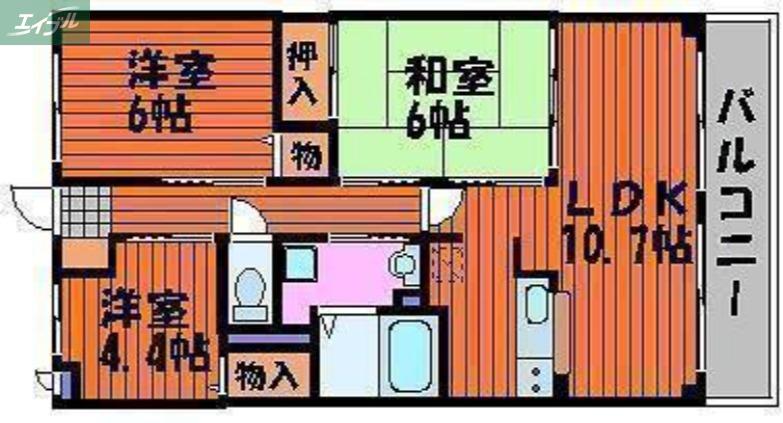 フィオーレ(3LDK/2階)の間取り写真
