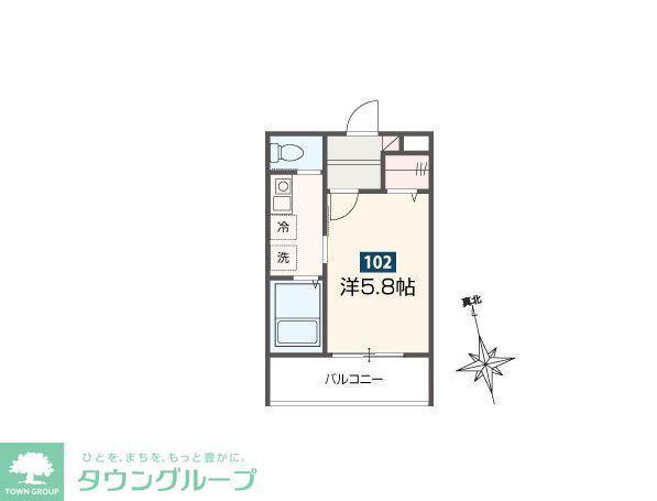 MELLAS柏II(1K/1階)の間取り写真