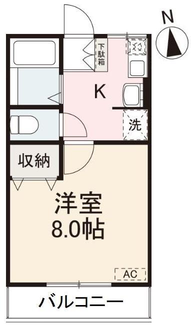 グレイスヒルズⅠ番館・Ⅱ番館(1K/1階)の間取り写真