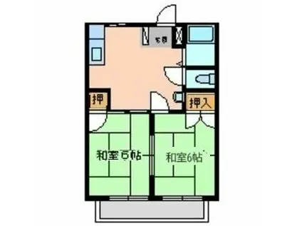 岩田ハイツ(2DK/1階)の間取り写真