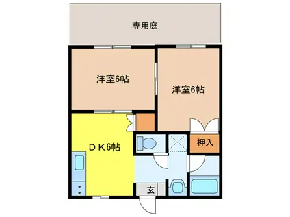 エスポワールガーデン I(2DK/1階)の間取り写真