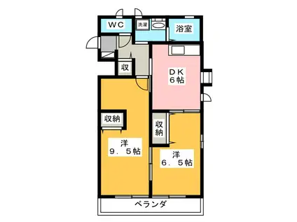 樽見鉄道 モレラ岐阜駅 徒歩82分 2階建 築26年(2DK/2階)の間取り写真
