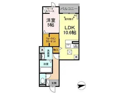 あいグラン・三島駅 A棟(1LDK/1階)の間取り写真