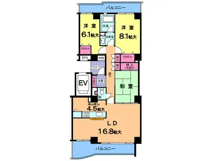 トリアス・パークテラス(3LDK/4階)の間取り写真