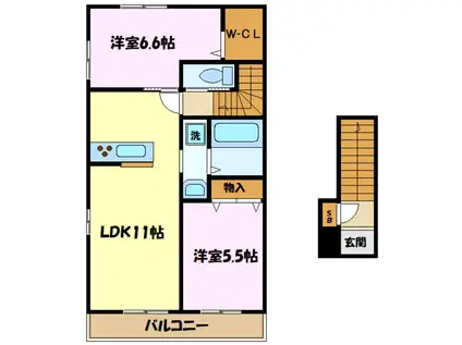 PASTORE(2LDK/2階)の間取り写真
