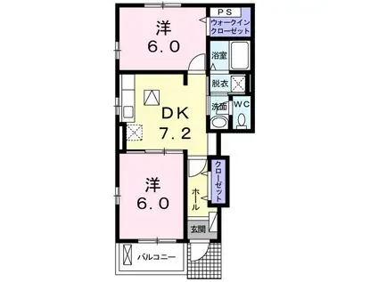 コンフォールI(2DK/1階)の間取り写真