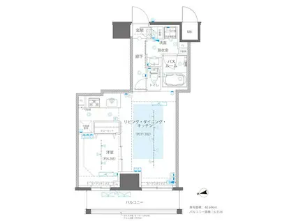 ZOOM浅草ウエスト(1LDK/12階)の間取り写真