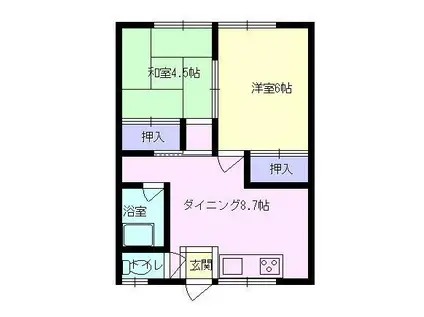明和荘(2DK/2階)の間取り写真