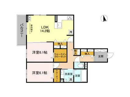 FIELD COURT(2LDK/2階)の間取り写真