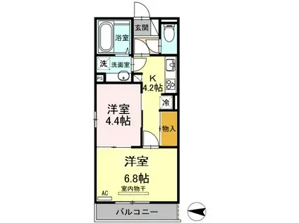 カーササクラ(2K/2階)の間取り写真