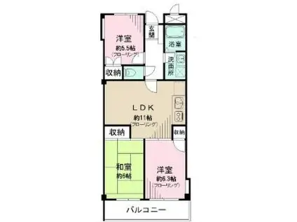 ドエルYM(3LDK/2階)の間取り写真