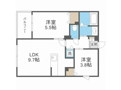 サクラテラス飯倉(2LDK/3階)の間取り写真