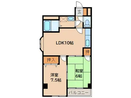 ヤマイチPLAZAメゾンベア(2LDK/3階)の間取り写真